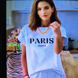 Paris France White T-Shirt SZ Small New!
